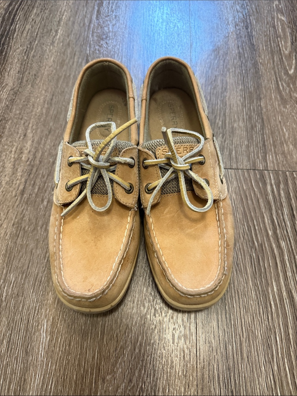 Sperry Women’s Light Brown Leather Boat Shoes, size 8